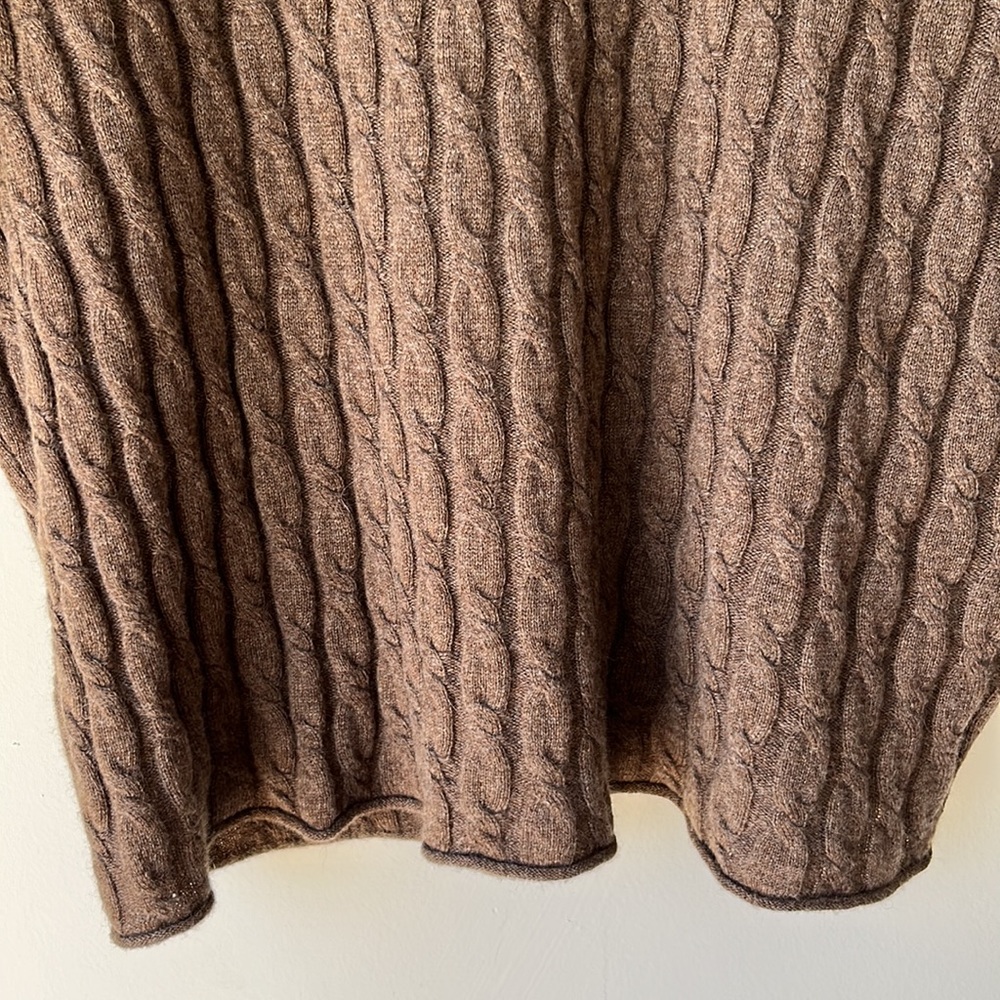 Garnet Hill 100% Cashmere Cable Knit Brown Sweater Size L - Picture 7 of 12